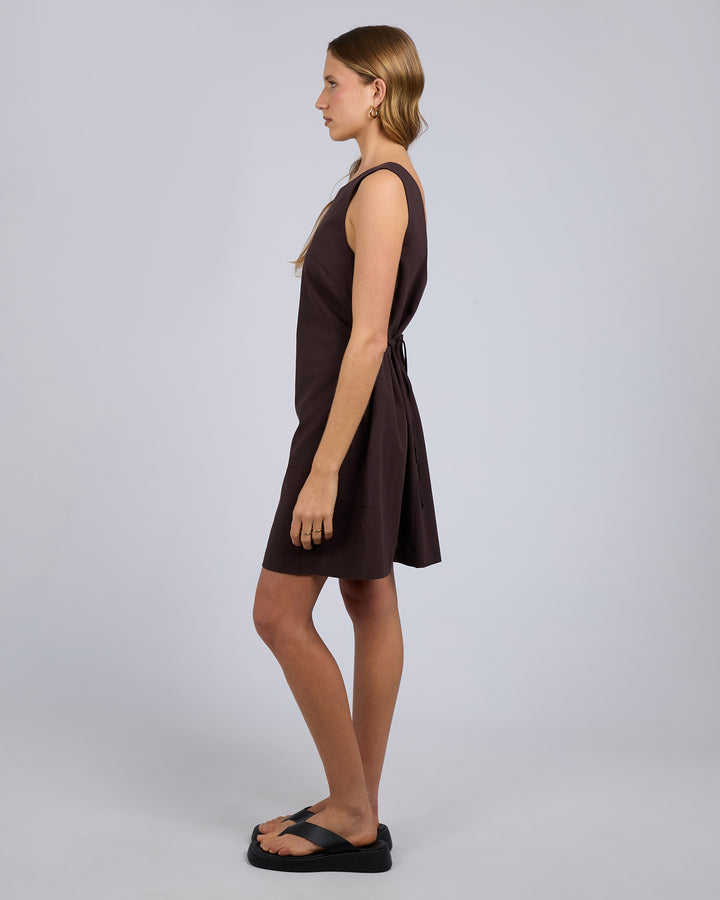 Tallow Tie Mini Dress Chocolate