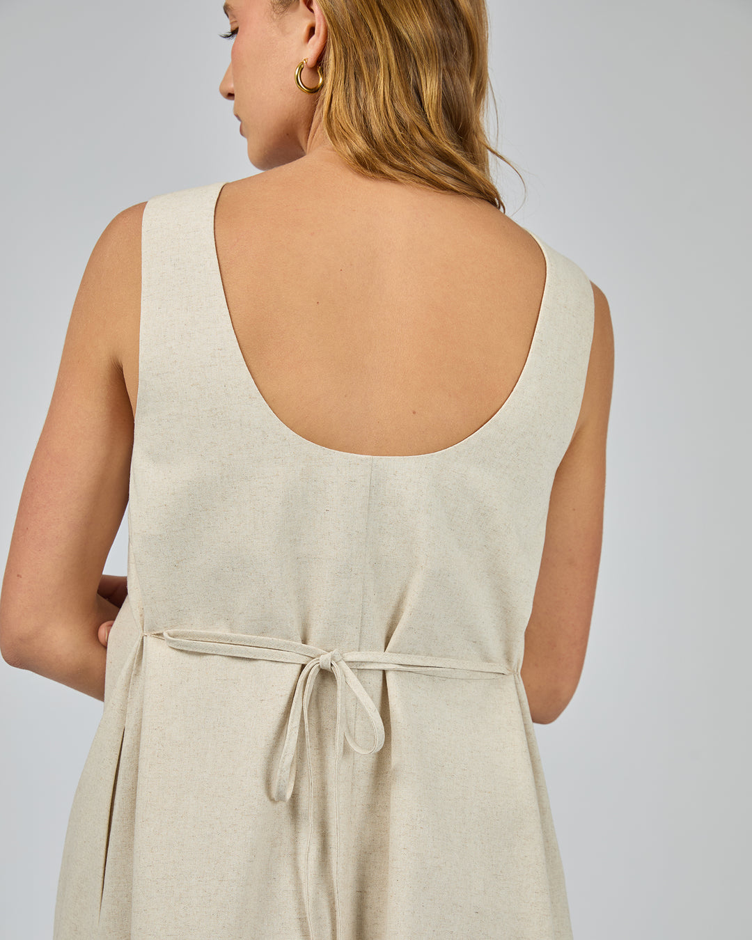 Tallow Tie Mini Dress Natural