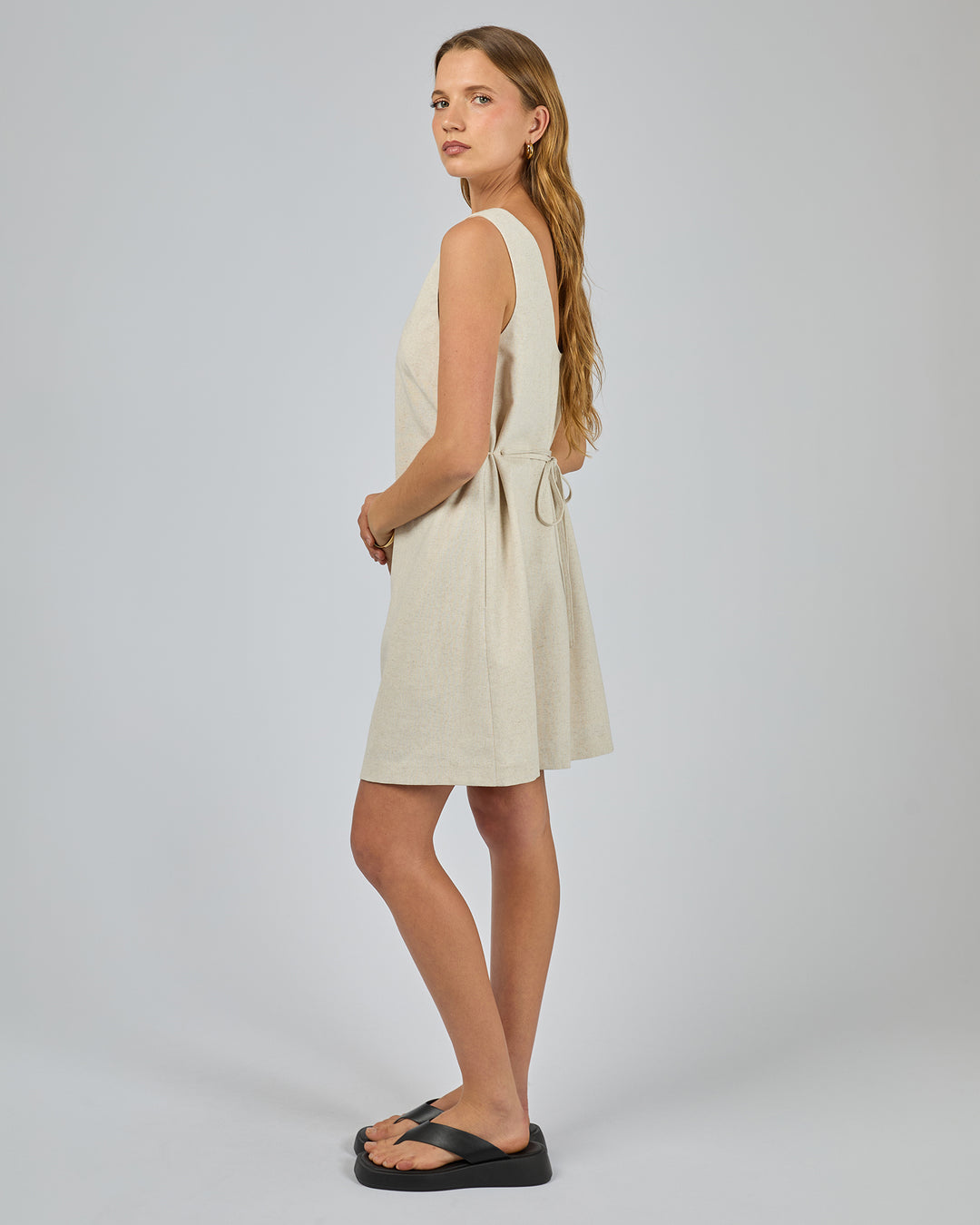 Tallow Tie Mini Dress Natural