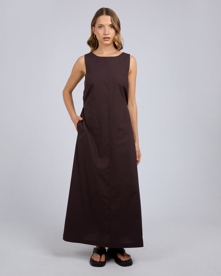 Tallow Tie Maxi Dress Chocolate