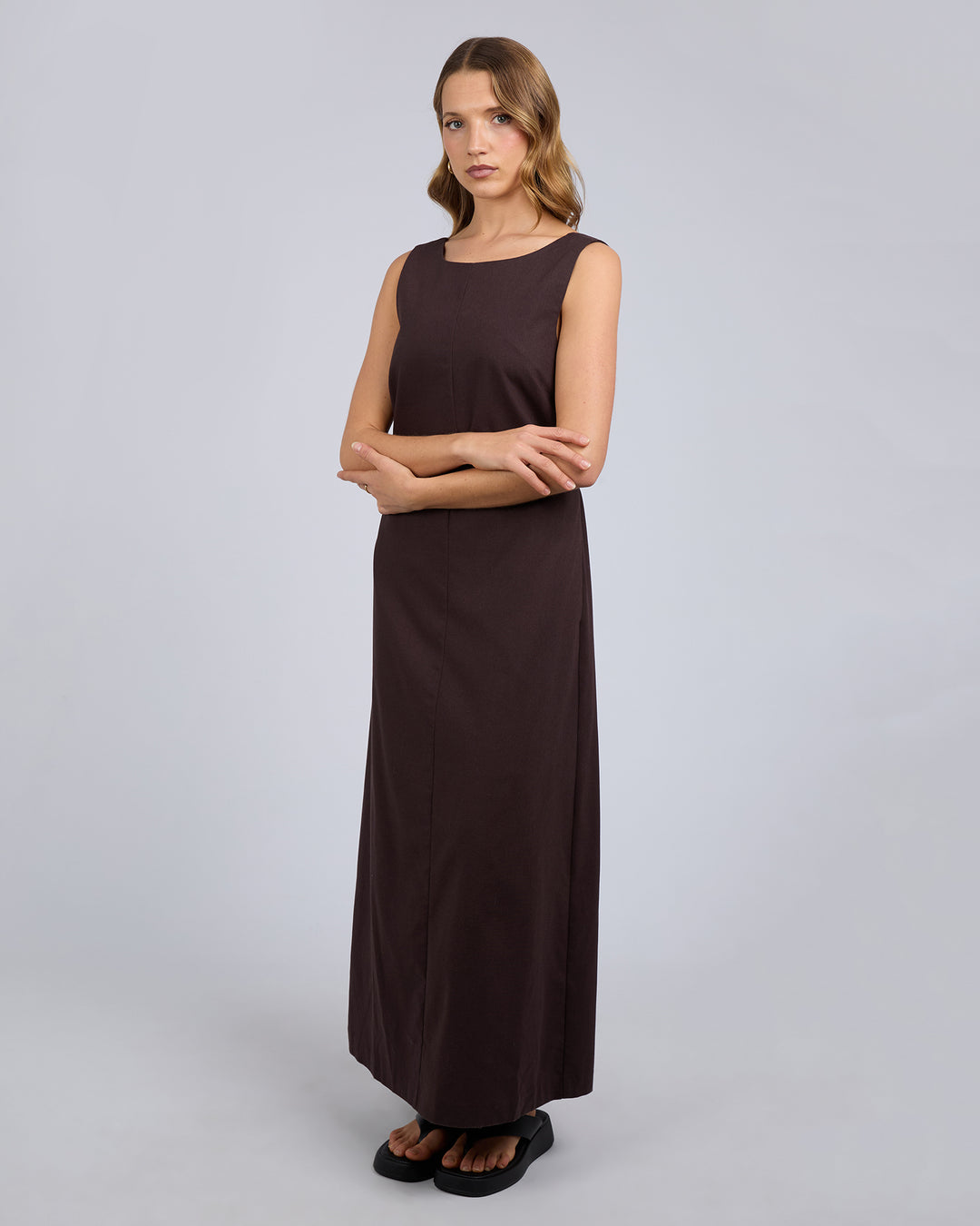 Tallow Tie Maxi Dress Chocolate