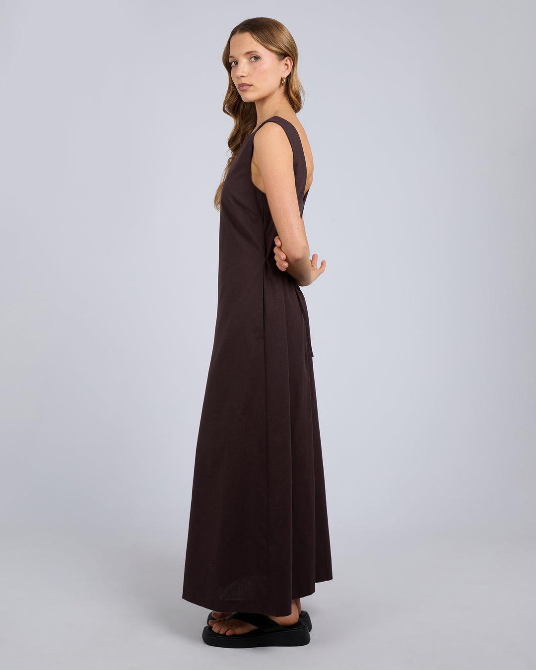 Tallow Tie Maxi Dress Chocolate