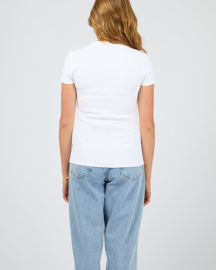 Button Up Short Sleeve Tee White