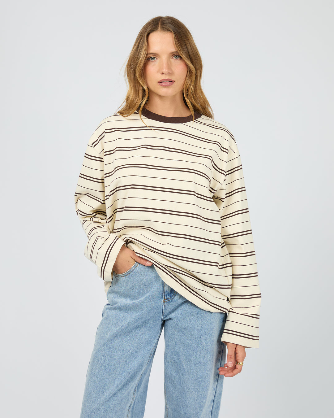 Stripe Long Sleeve Tee Chocolate