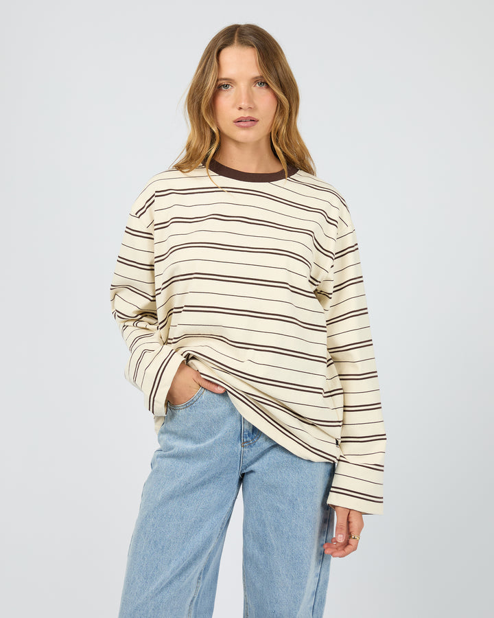 Stripe Long Sleeve Tee Chocolate