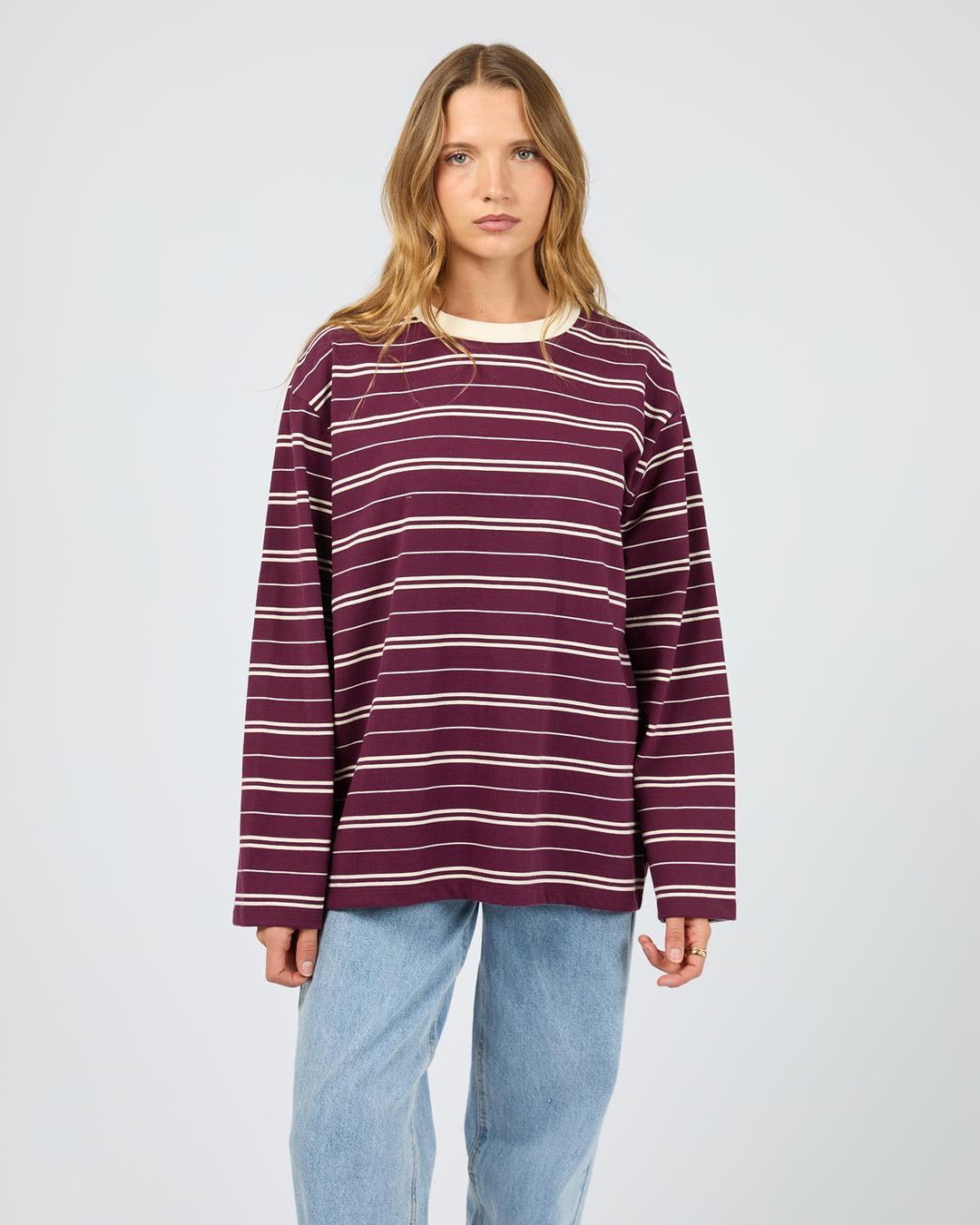 Stripe Long Sleeve Tee Cherry