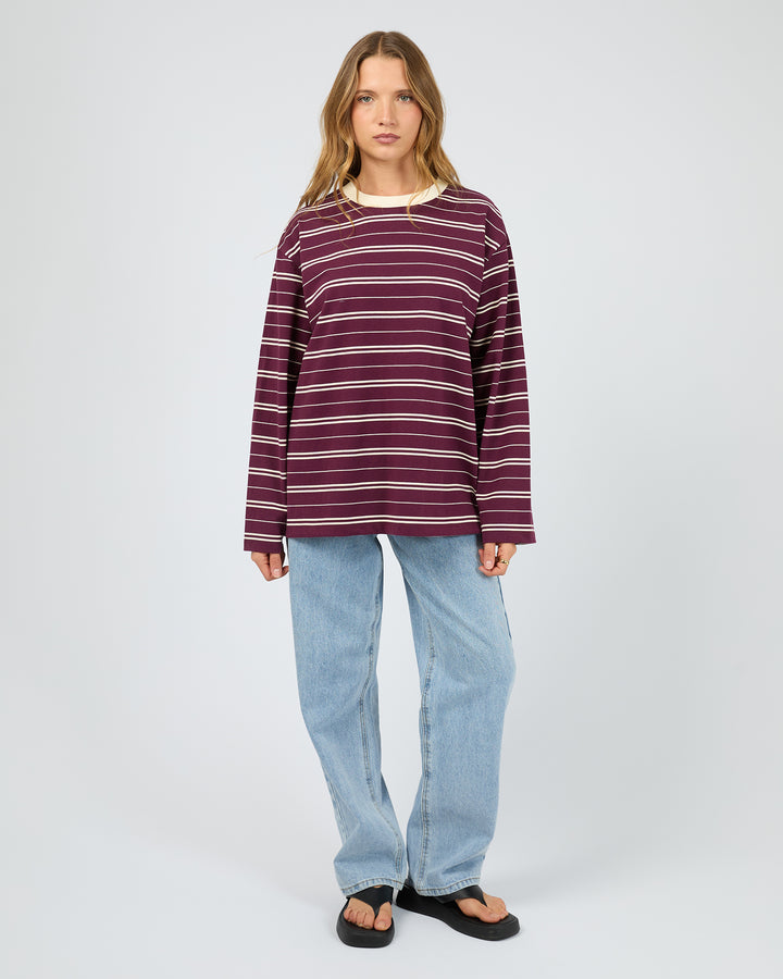 Stripe Long Sleeve Tee Cherry