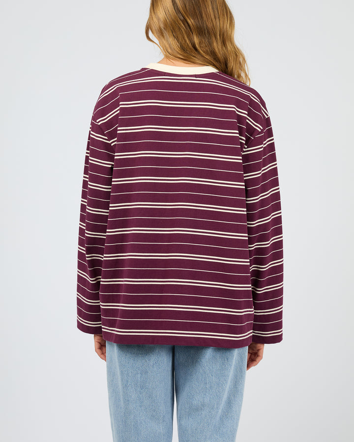 Stripe Long Sleeve Tee Cherry