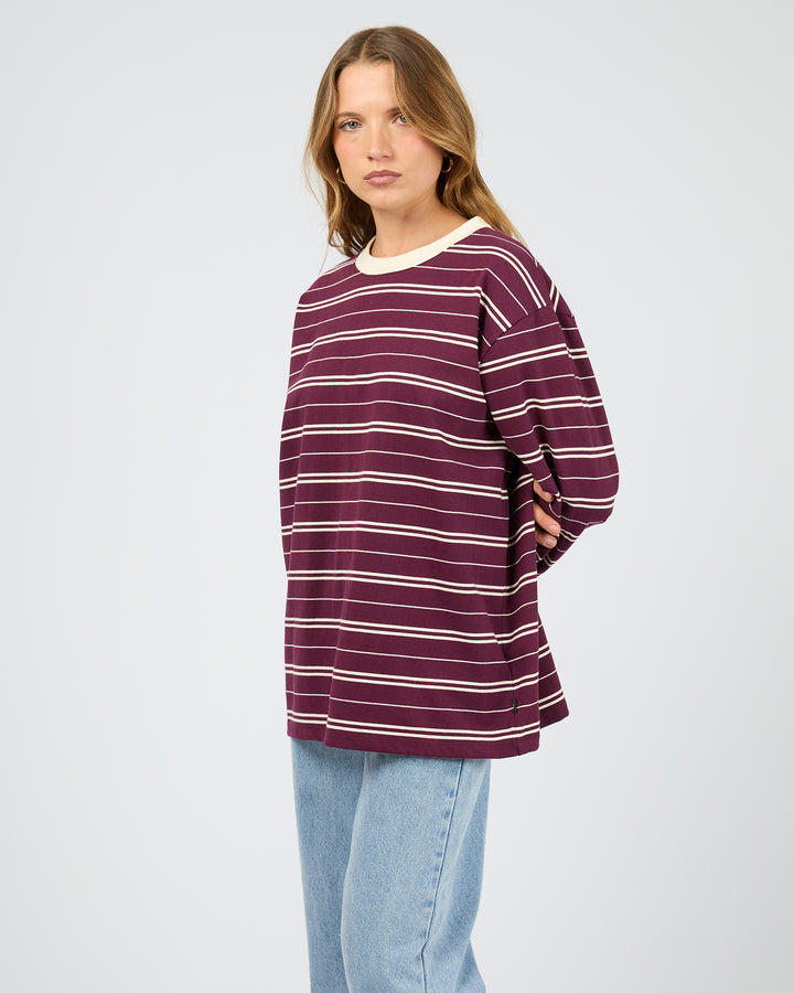 Stripe Long Sleeve Tee Cherry