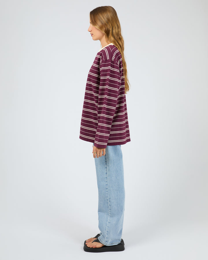 Stripe Long Sleeve Tee Cherry