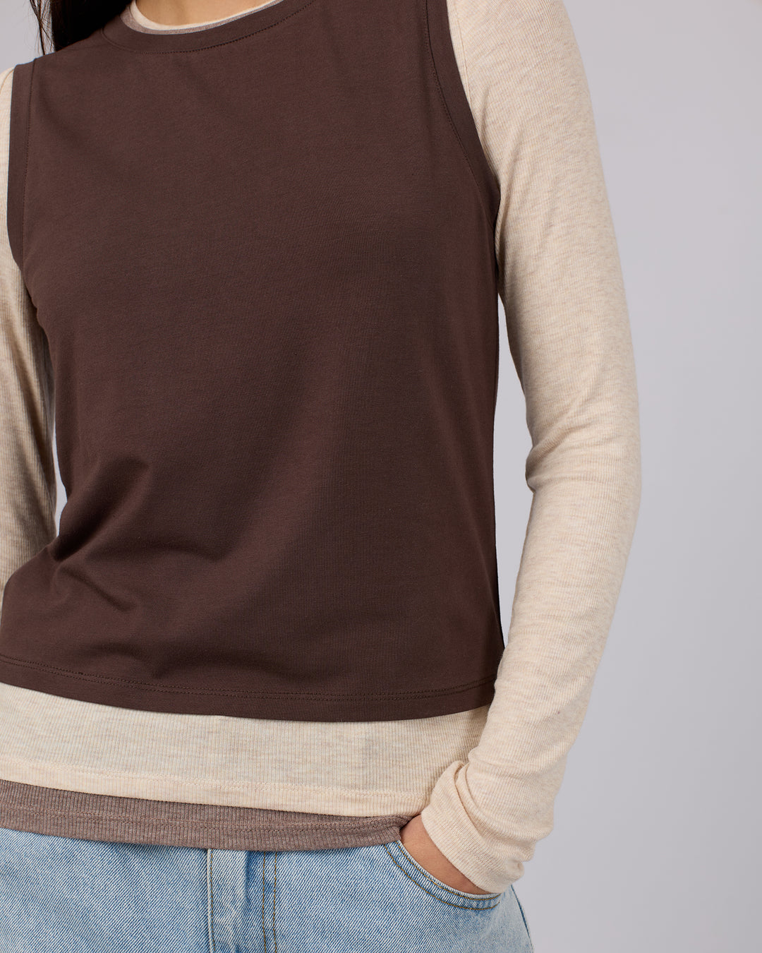 Luxe Layered Long Sleeve Brown