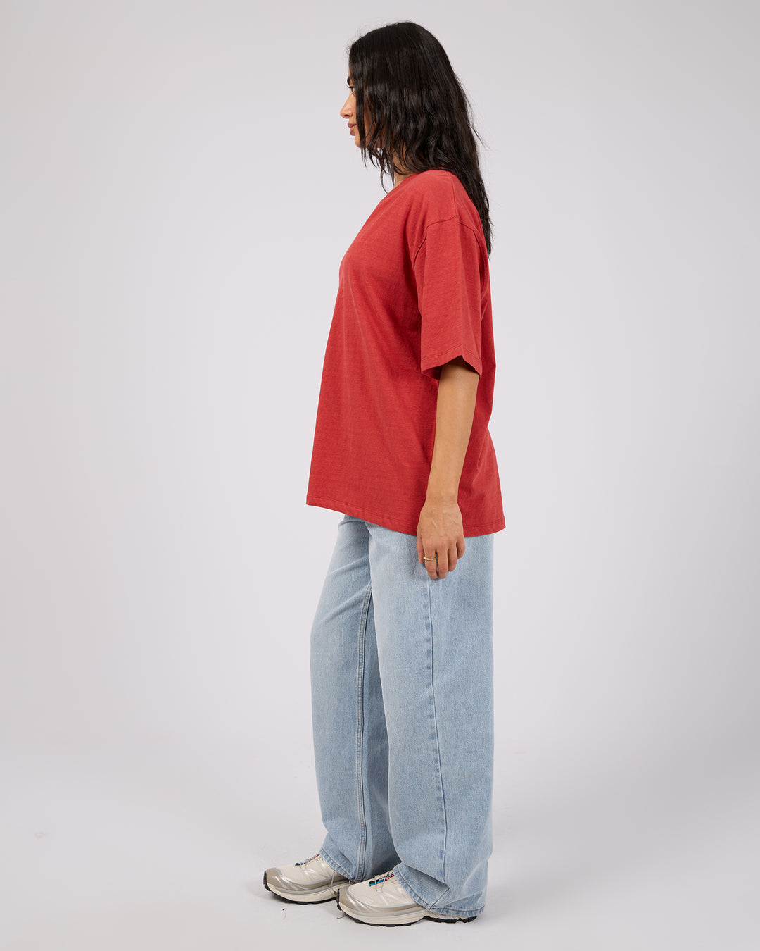 V-Neck Oversized Tee Red