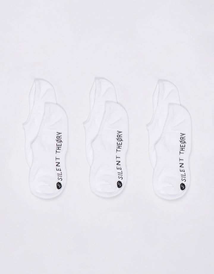 Silent No Show Sock 3 Pack White