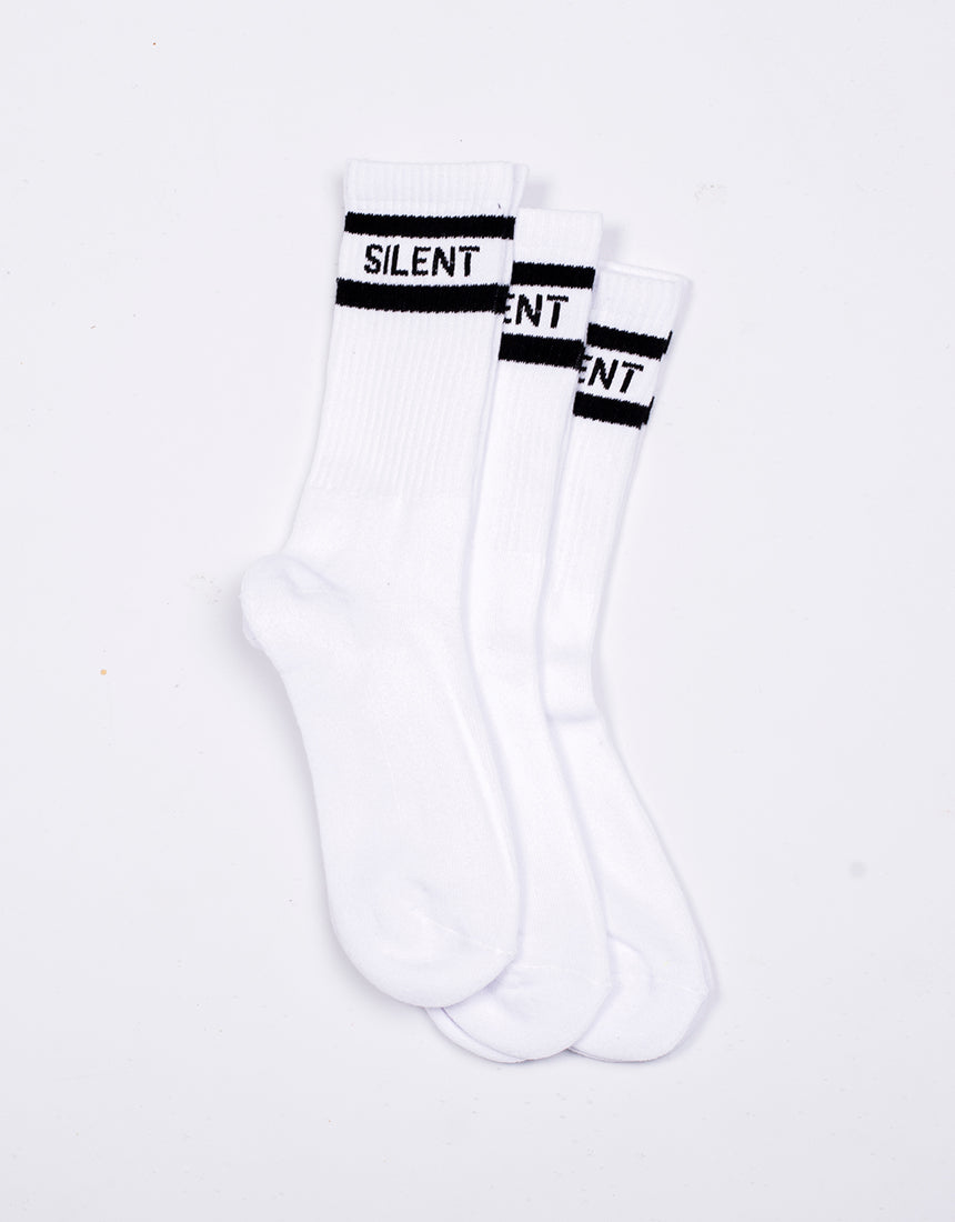 Silent Crew Sock 3 Pack White